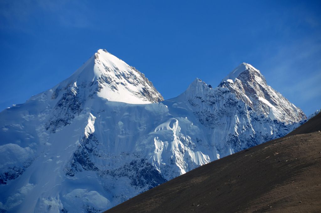 19 Gasherbrum II and Gasherbrum III North Faces Close Up late Afternoon From Gasherbrum North Base Camp 4294m in China